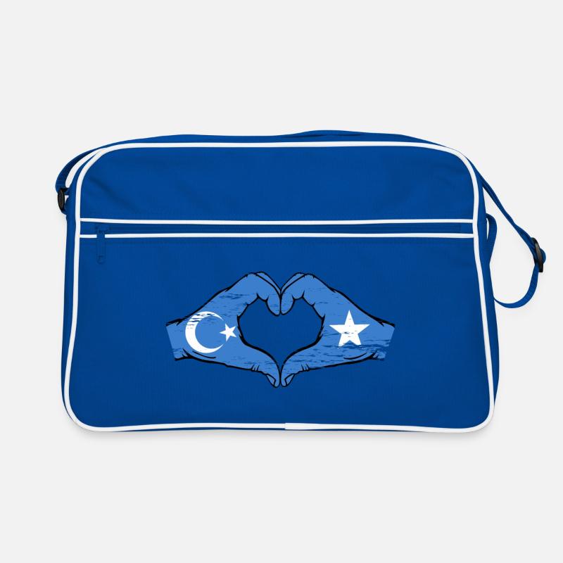 Uyghur Somalia Flag Hands Heart Shape Used Retro Bag