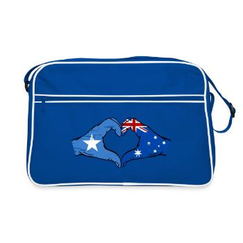 Somalie Australie drapeau mains forme de coeur utilisé - Sac Retro - bleu/blanc - Devant