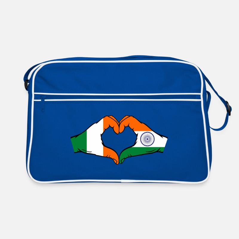 Ireland India Flag Hands Heart Shape Retro Bag