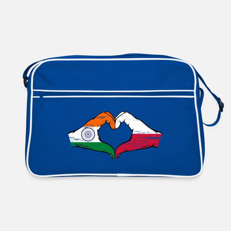 India Poland Flag Hands Heart Shape Used Retro Bag
