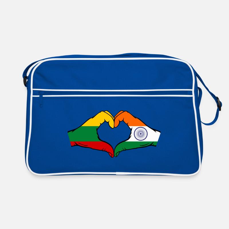 Lithuania India Flag Hands Heart Shape Retro Bag
