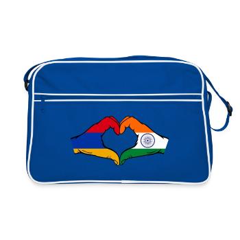 Armenia India Flag Hands Heart Shape - Retro Bag - blue/white - Front