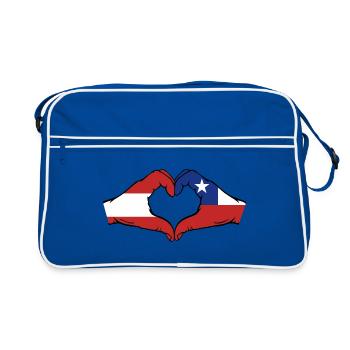 Autriche Chili Drapeau Mains Coeur Forme - Sac Retro - bleu/blanc - Devant