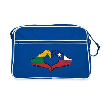 Lituanie Chili drapeau mains forme de coeur utilisé - Sac Retro - bleu/blanc - Devant