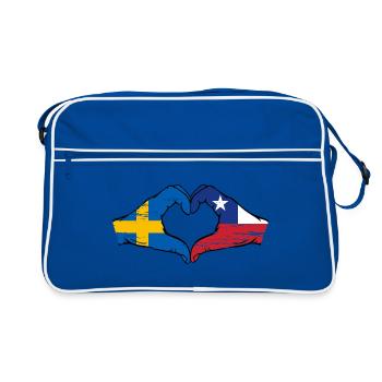 Suède Chili drapeau mains forme de coeur utilisé - Sac Retro - bleu/blanc - Devant