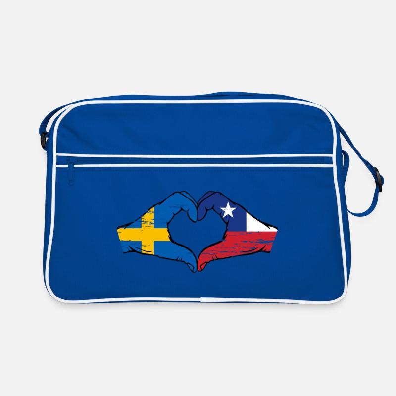 Suède Chili drapeau mains forme de coeur utilisé Sac Retro