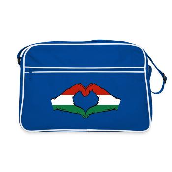 Hungary Flag Hands Heart Shape - Retro Bag - blue/white - Front