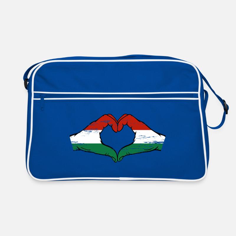 Drapeau de la Hongrie Mains Coeur Forme Utilisé Sac Retro