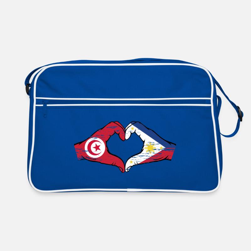 Tunisie Philippines Drapeau Mains Coeur Forme Utilisé Sac Retro