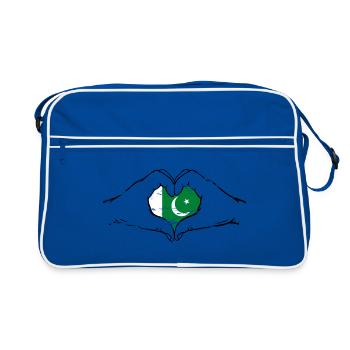 Drapeau pakistanais mains forme de coeur utilisé - Sac Retro - bleu/blanc - Devant