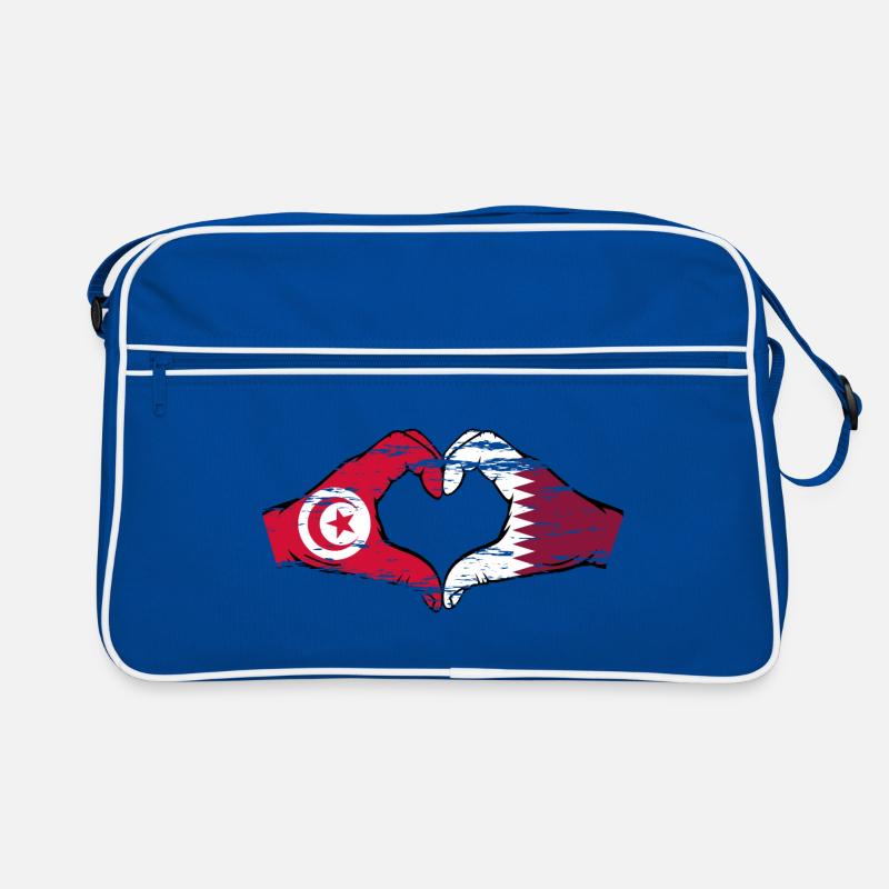 Tunisie Qatar drapeau mains forme de coeur utilisé Sac Retro