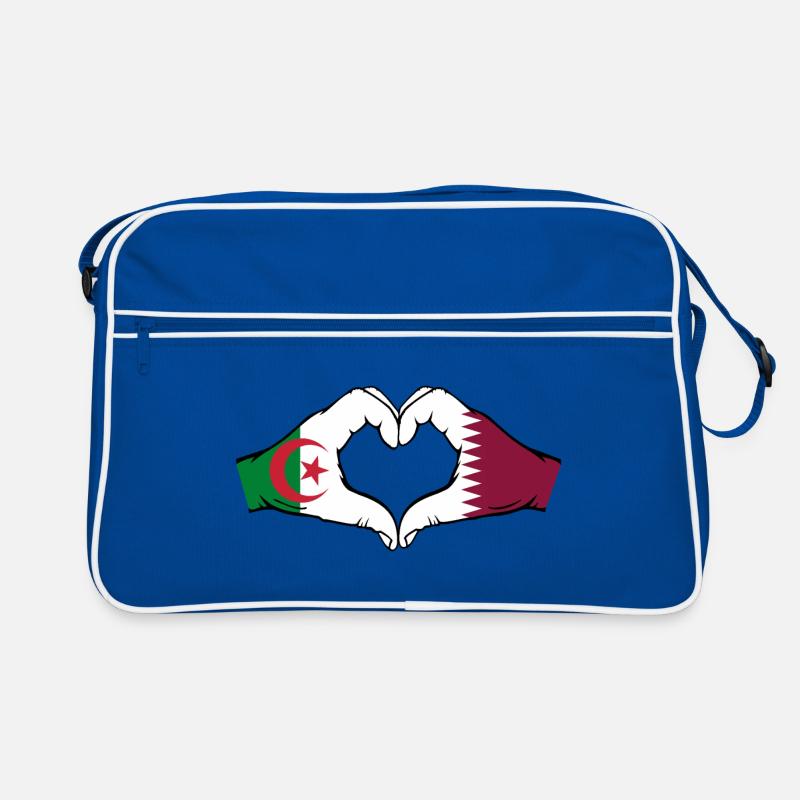 Algérie Qatar Drapeau Mains Coeur Forme Sac Retro