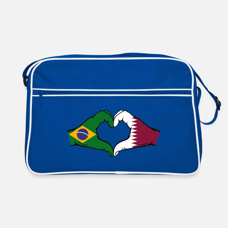Brazil Qatar flag hands heart shape Retro Bag