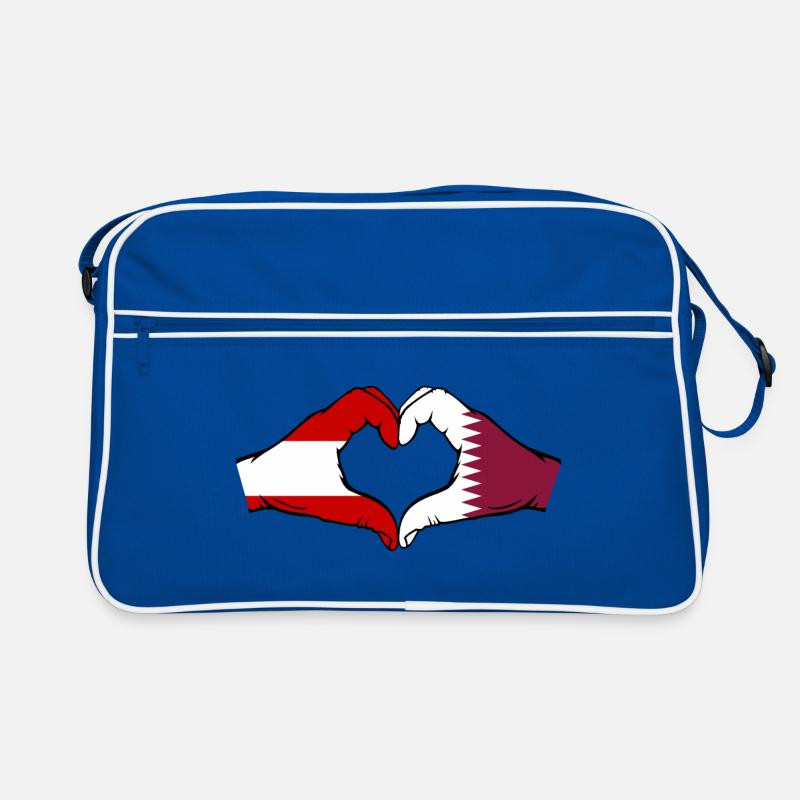 Austria Qatar Flag Hands Heart Shape Retro Bag