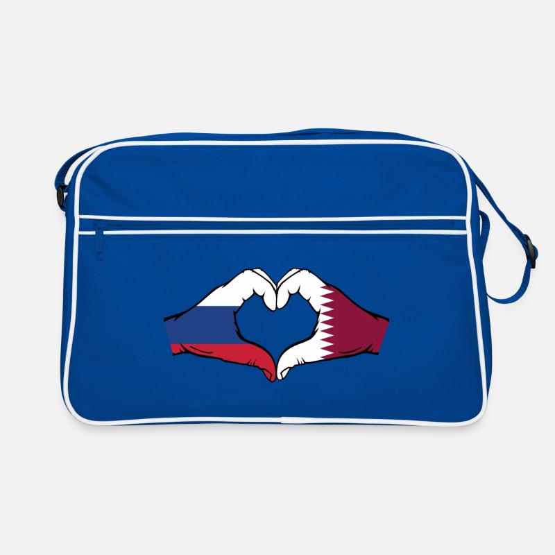 Russie Qatar drapeau mains coeur forme Sac Retro