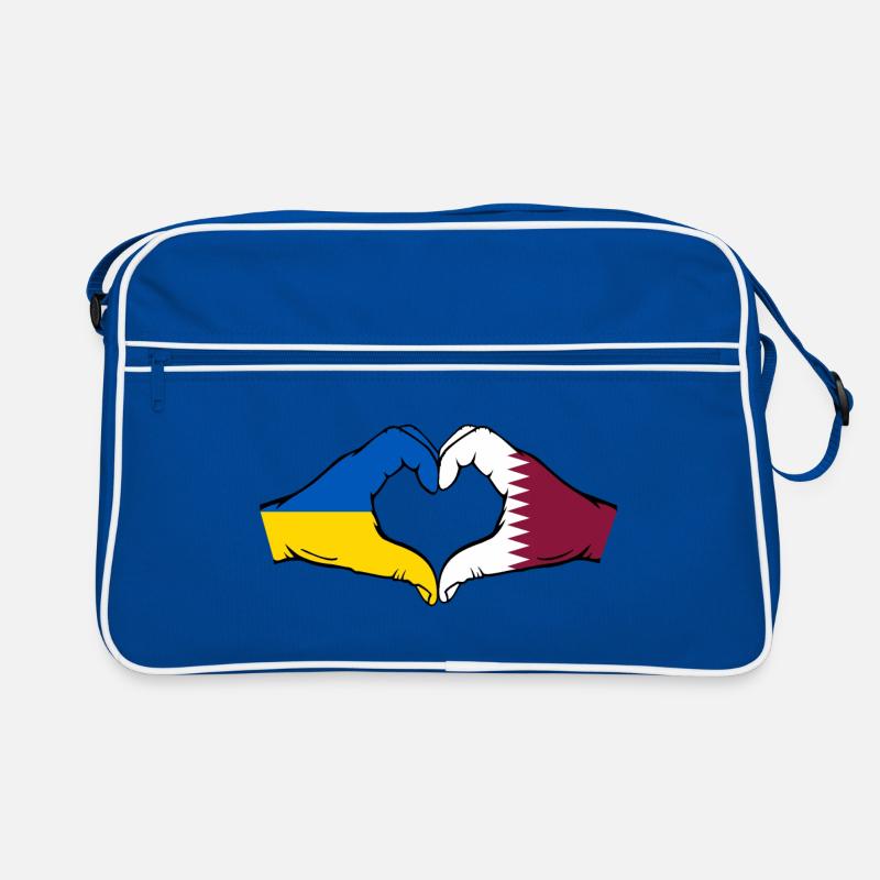 Drapeau de l’Ukraine Qatar Mains Coeur Forme Sac Retro