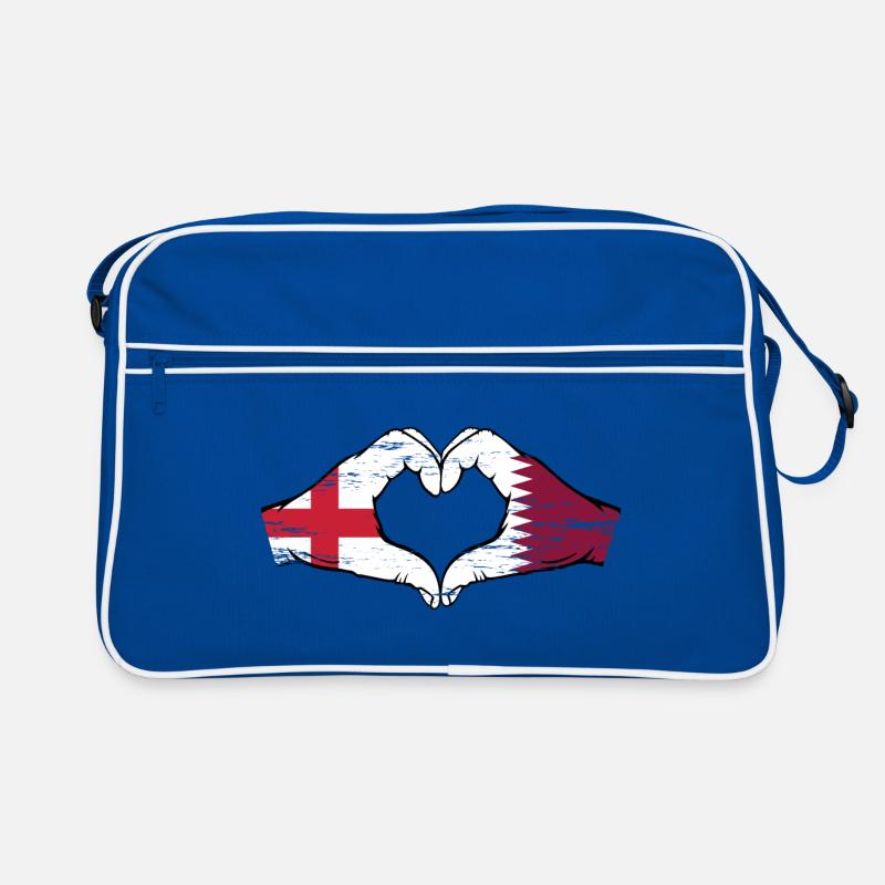 England Qatar flag hands heart shape used Retro Bag