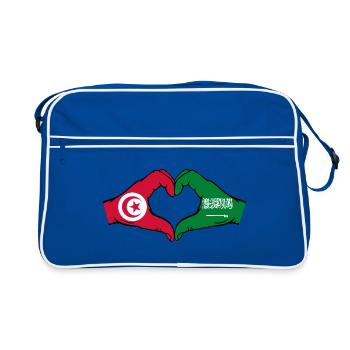 Tunisia Saudi Arabia Flag Hands Heart Shape - Retro Bag - blue/white - Front