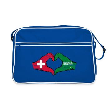 Switzerland Saudi Arabia Flag Hands Heart Shape Used - Retro Bag - blue/white - Front