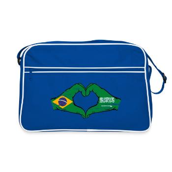 Brazil Saudi Arabia Flag Hands Heart Shape Used - Retro Bag - blue/white - Front