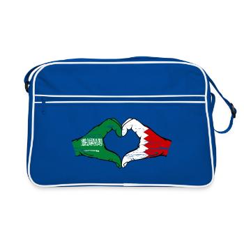 Saudi Arabia Bahrain Flag Hands Heart Shape Used - Retro Bag - blue/white - Front