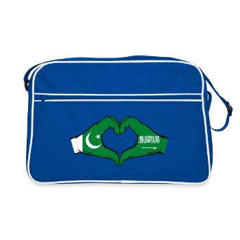 Pakistan Saudi Arabia Flag Hands Heart Shape - Retro Bag - blue/white - Front