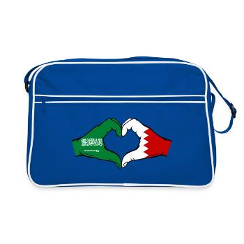 Saudi Arabia Bahrain Flag Hands Heart Shape - Retro Bag - blue/white - Front