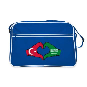 Turkey Saudi Arabia Flag Hands Heart Shape - Retro Bag - blue/white - Front