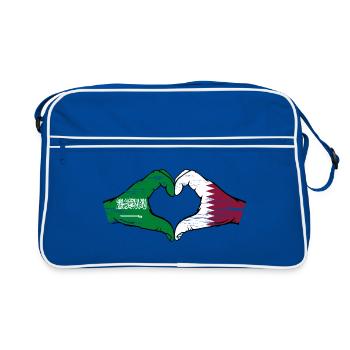 Saudi Arabia Qatar flag hands heart shape used - Retro Bag - blue/white - Front