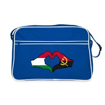 Hongrie Angola Drapeau Mains Coeur Forme - Sac Retro - bleu/blanc - Devant