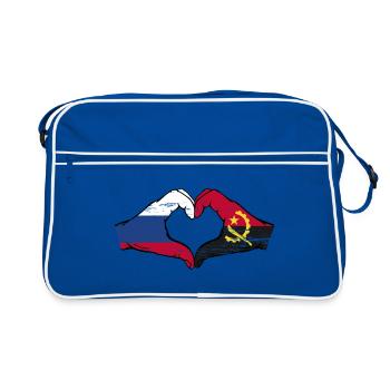 Russland Angola Flagge Hände Herzform used - Retro Tasche - Blau/Weiß - Vorne