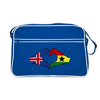 Iceland Ghana Flag Hands Heart Shape - Retro Bag - blue/white - Front
