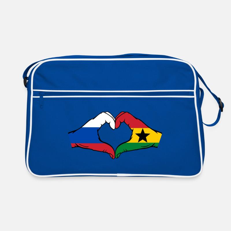 Russie Ghana Drapeau Mains Coeur Forme Sac Retro