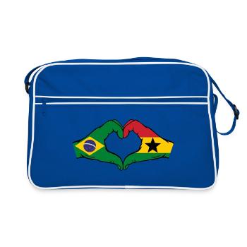 Brazil Ghana Flag Hands Heart Shape - Retro Bag - blue/white - Front