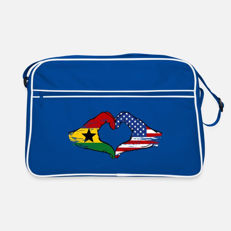 Ghana États-Unis drapeau mains forme de coeur utilisé Sac Retro