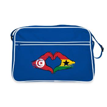 Tunisia Ghana flag hands heart shape used - Retro Bag - blue/white - Front