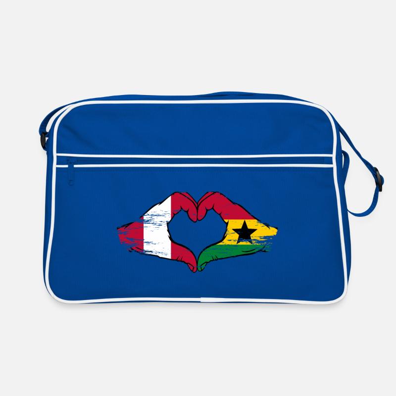 Pérou Ghana drapeau mains forme de coeur utilisé Sac Retro