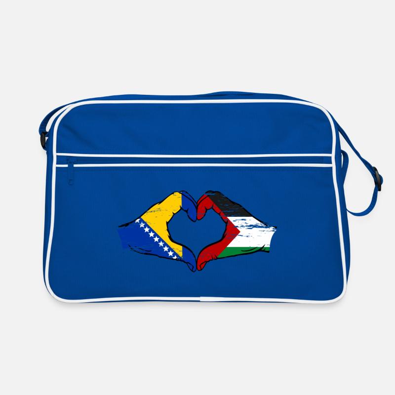 Bosnie Palestine drapeau mains forme de coeur utilisé - Sac Retro - bleu/blanc