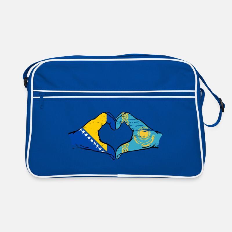 Bosnie Kazakhstan drapeau mains forme de coeur utilisé Sac Retro