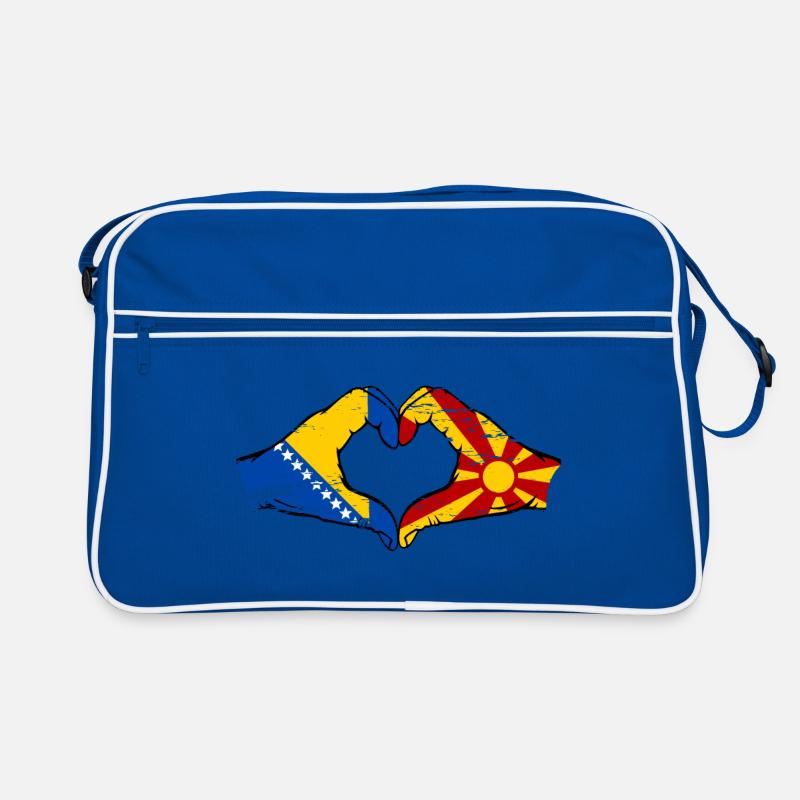 Bosnie Macédoine drapeau mains forme de coeur utilisé Sac Retro