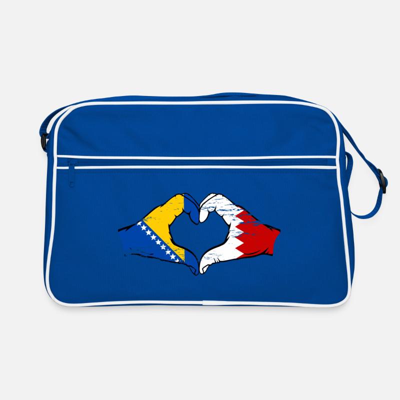 Bosnie Drapeau Bahreïn mains forme de coeur utilisé Sac Retro