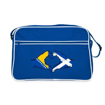 Bosnie Ecosse drapeau mains forme de coeur utilisé - Sac Retro - bleu/blanc - Devant