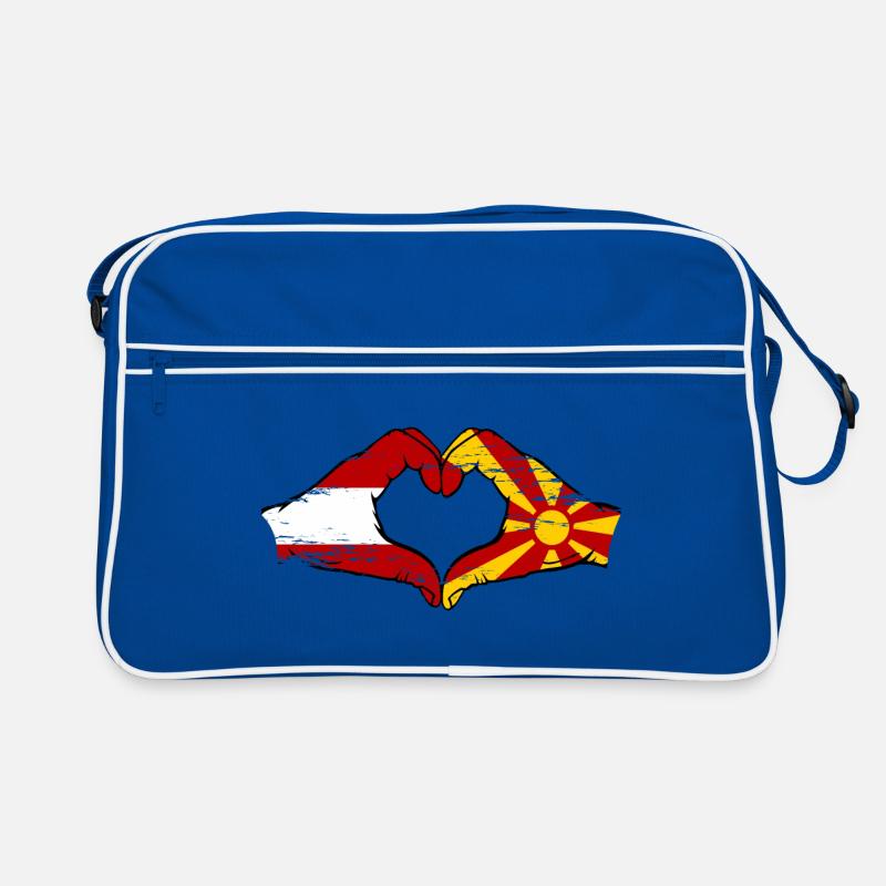 Autriche Macédoine Drapeau Mains Coeur Forme Utilisé Sac Retro