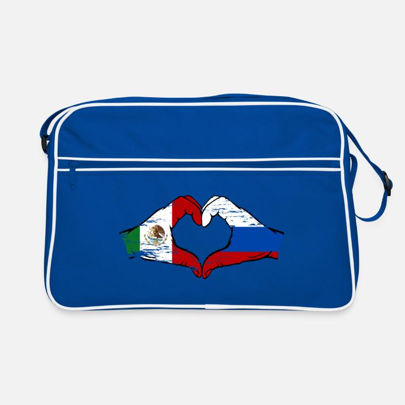 Mexique Russie Drapeau Mains Coeur Forme Utilisé Sac Retro