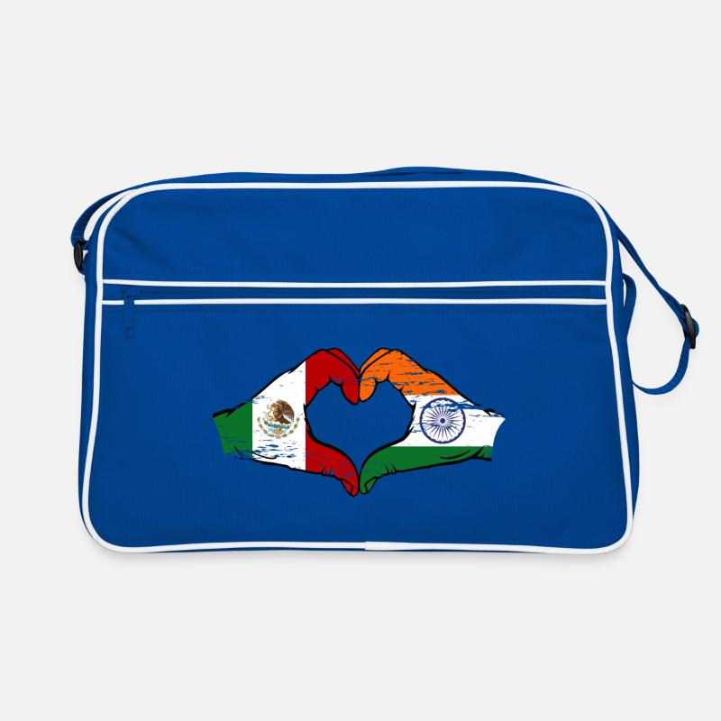 Mexique Inde drapeau mains forme de coeur utilisé Sac Retro