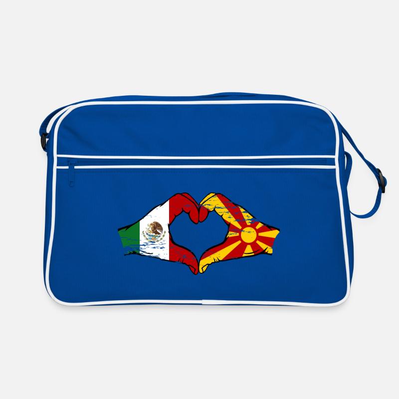 Mexique Mecedonia Drapeau Mains Coeur Forme Utilisé Sac Retro