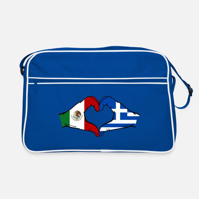 Mexique Grèce Drapeau Mains Coeur Forme Sac Retro