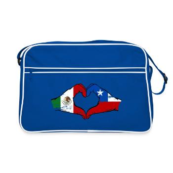 Mexique Chili Drapeau Mains Coeur Forme Utilisé - Sac Retro - bleu/blanc - Devant
