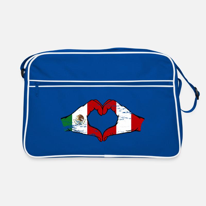Mexique Pérou drapeau mains forme de coeur utilisé Sac Retro