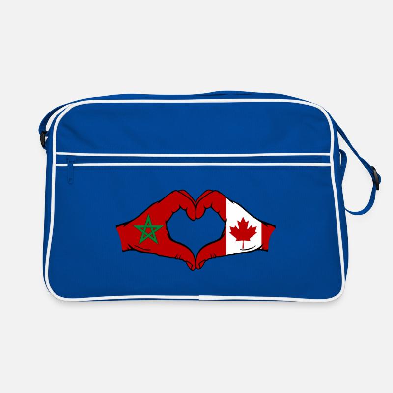 Maroc Canada Drapeau Mains Coeur Forme - Sac Retro - bleu/blanc